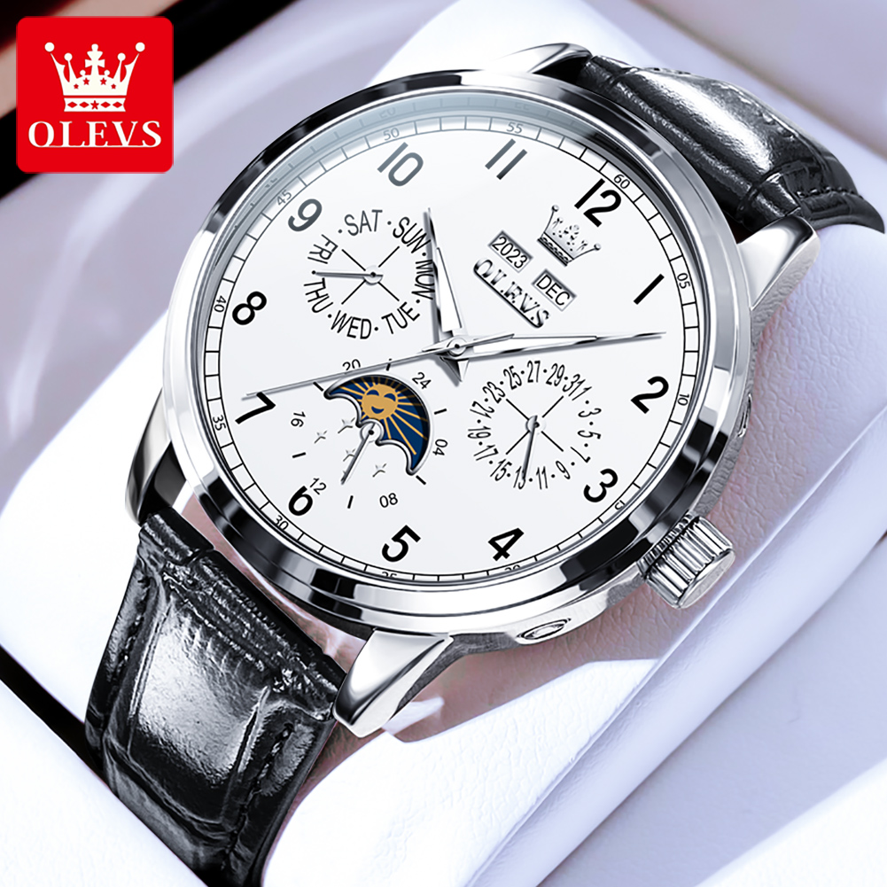 Luxury Watch On Sale - OLEVS-Montre Mécanique existent en Cuir pour