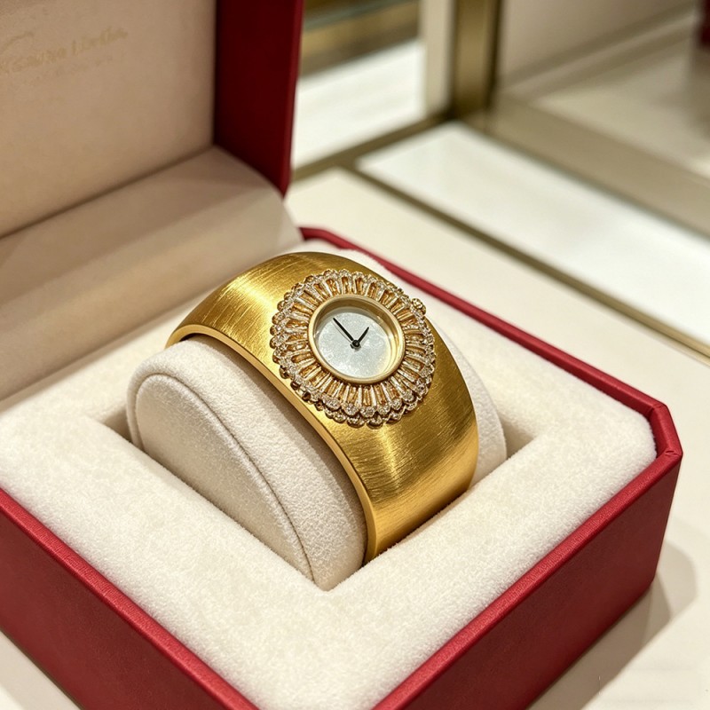 Luxury Watch Drawing - Montre en quartz plaquée or avec