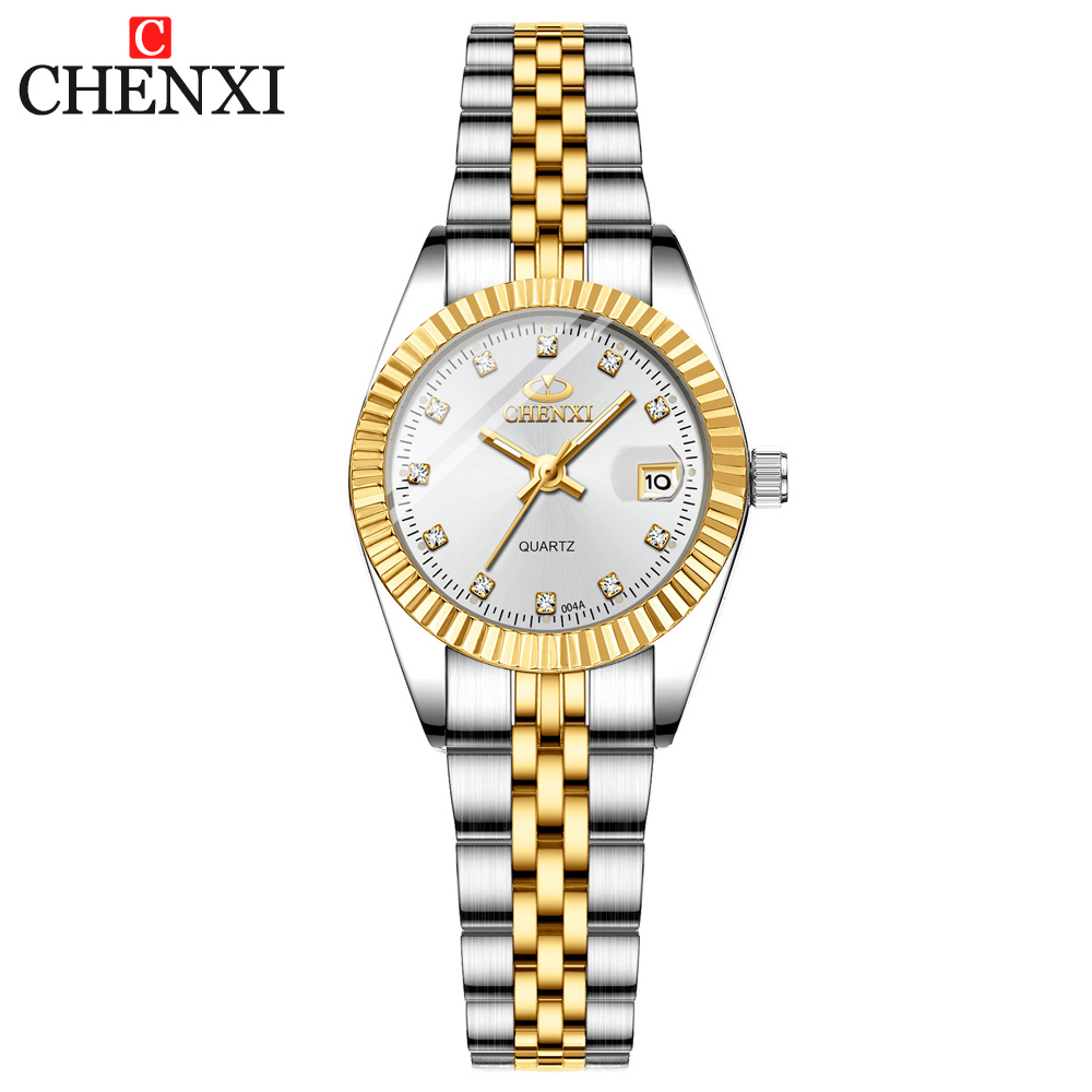 Luxury Watch La - CHENghts-Montre à quartz dorée en acier