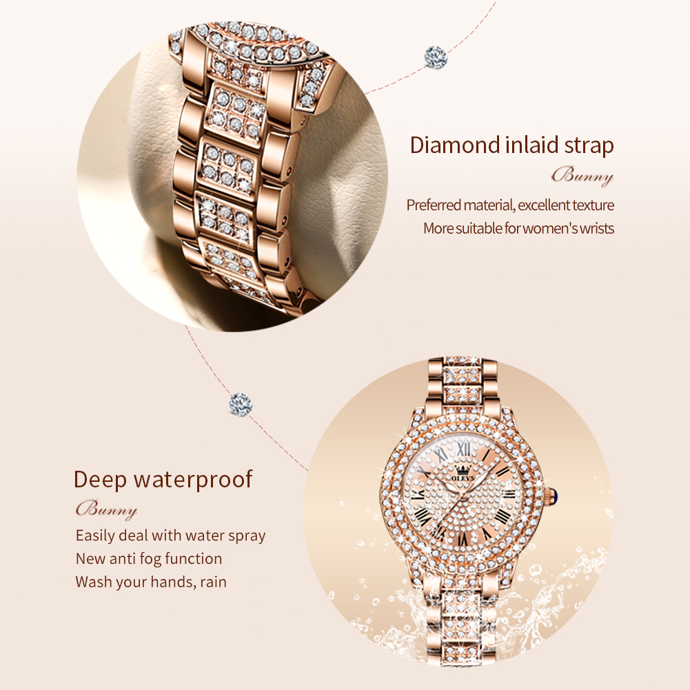 OLEVS 9943 luxe tout diamant m - Luxury Watch Girl avis et prix